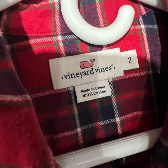 Vineyard Vines Women's Plaid Tartan Button Down Shirt Red Blue White Size 2 - Picture 4 of 9